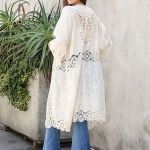 🐚NWOT Boutique Dreamy Boho Hippie Crochet Kimono